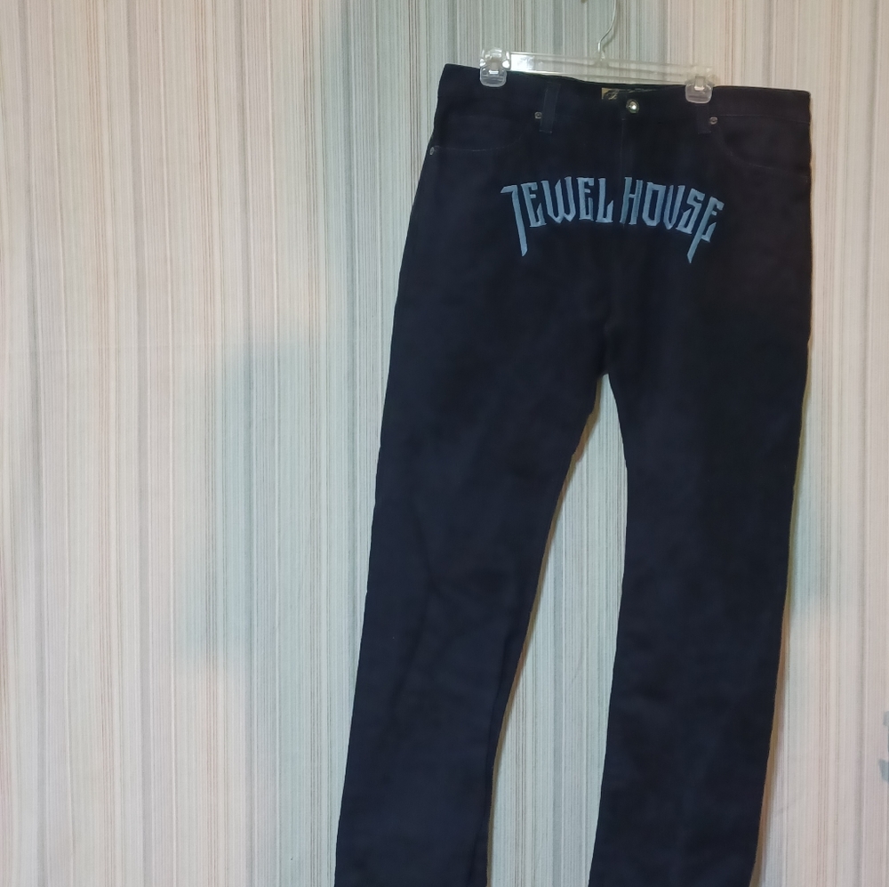 Men's black blue jeans jewel house